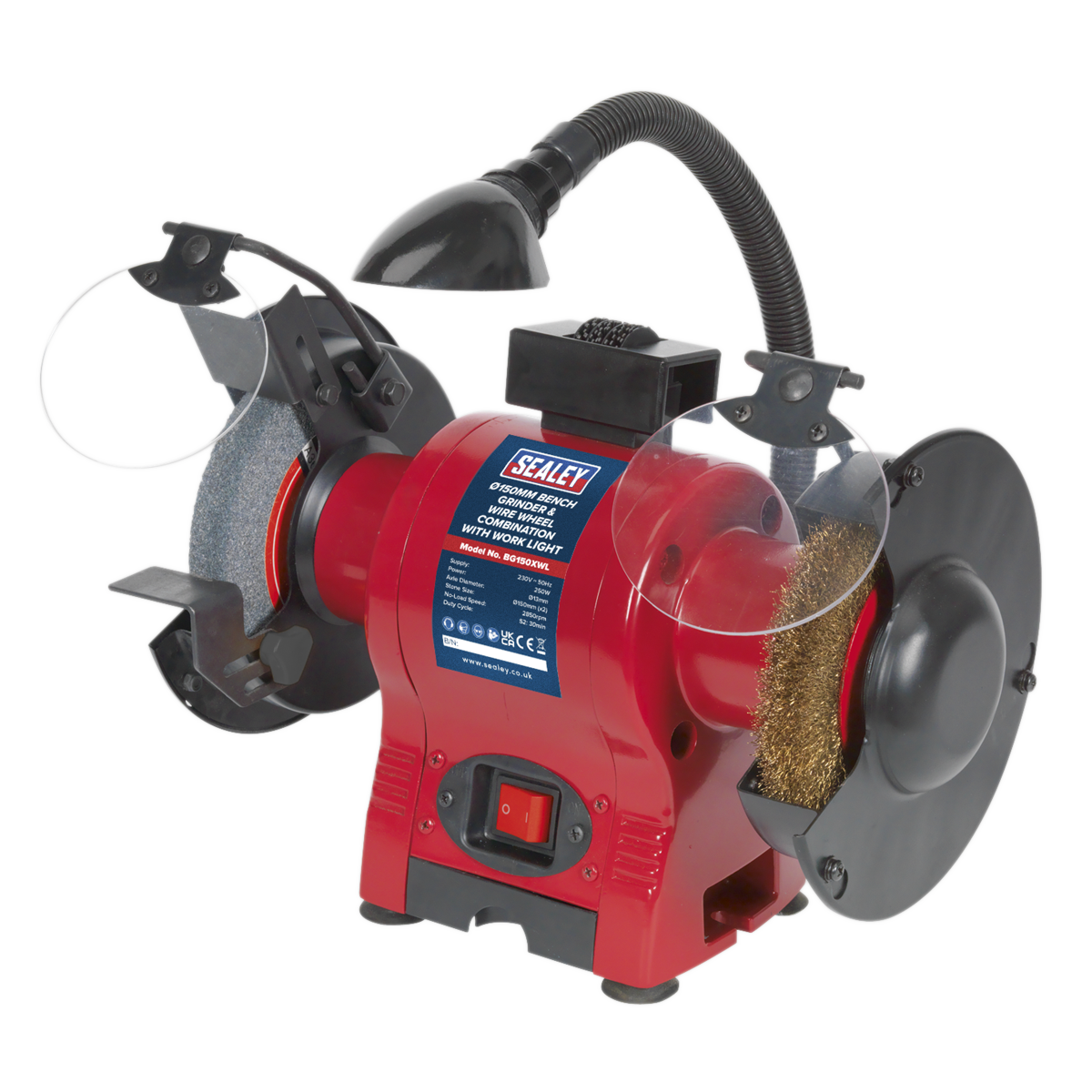 150mm Bench Grinder & Wire Wheel Combination with Worklight 250W/230V (Factory Refurbished B)