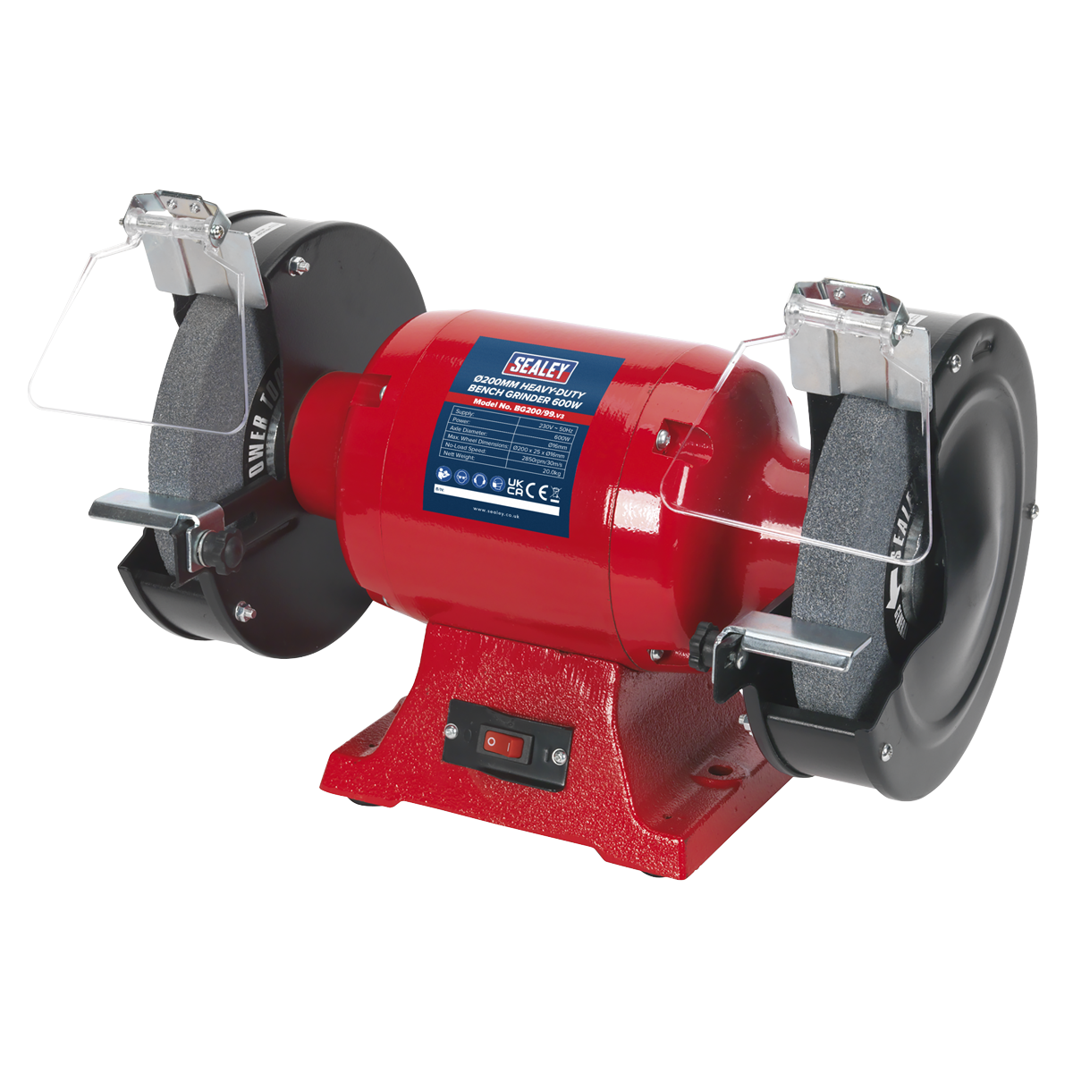 Heavy-Duty 200mm Bench Grinder 600W/230V (Factory Refurbished A)