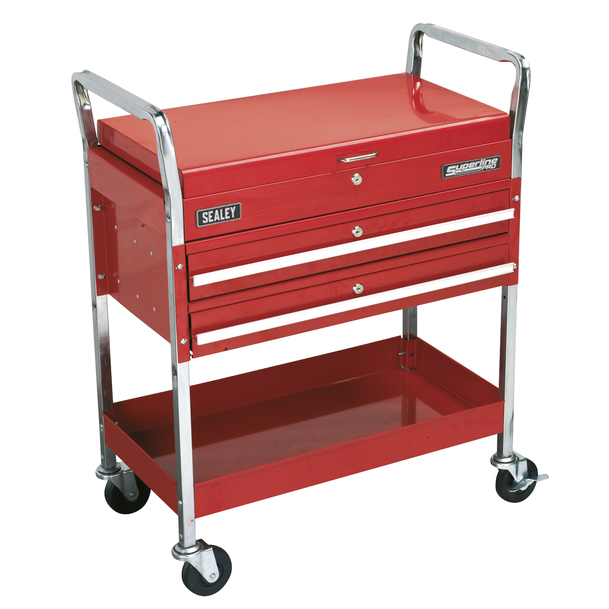 Superline PRO® Heavy-Duty Trolley with Lockable Top, 2 Drawer, 2-Level (CX1042D) (Factory Refurbished B)