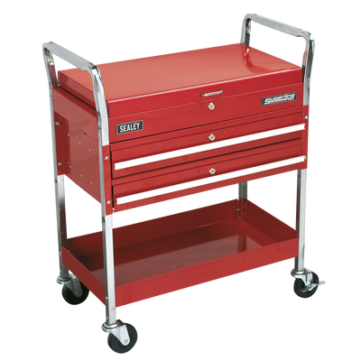 Superline PRO® Heavy-Duty Trolley with Lockable Top, 2 Drawer, 2-Level (CX1042D) (Factory Refurbished B)