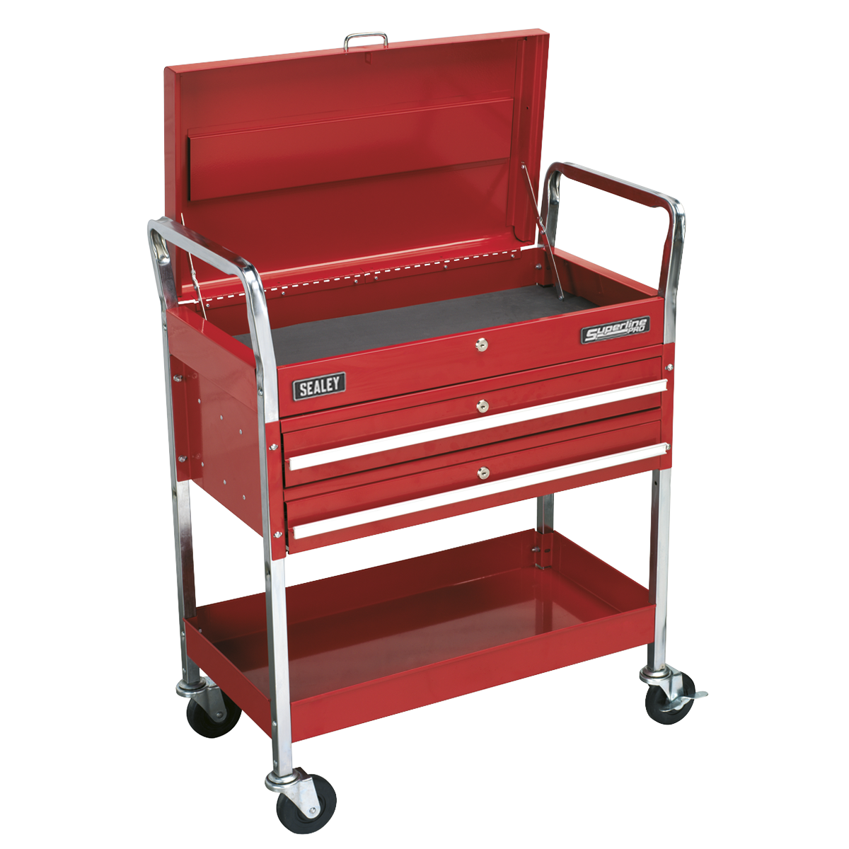 Superline PRO® Heavy-Duty Trolley with Lockable Top, 2 Drawer, 2-Level (CX1042D) (Factory Refurbished B)
