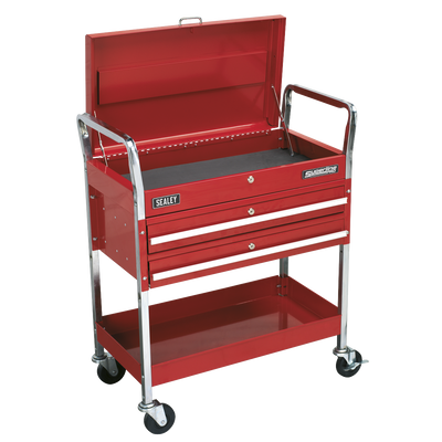 Superline PRO® Heavy-Duty Trolley with Lockable Top, 2 Drawer, 2-Level (CX1042D) (Factory Refurbished B)