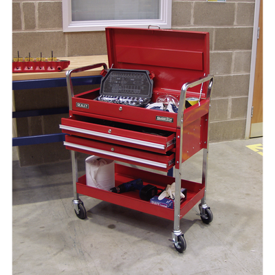 Superline PRO® Heavy-Duty Trolley with Lockable Top, 2 Drawer, 2-Level (CX1042D) (Factory Refurbished B)