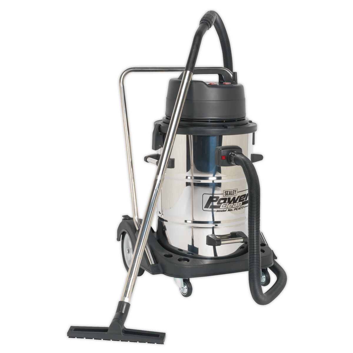 Industrial Vacuum Cleaner Wet & Dry Stainless Steel Drum with Swivel Emptying 77L 2400W (Factory Refurbished A)