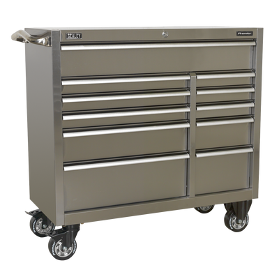 Premier™ Heavy-Duty Extra-Wide Rollcab 1055mm, 11 Drawer, Stainless Steel (PTB105511SS) (Factory Refurbished C)