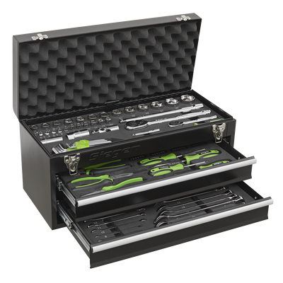 Siegen Portable Tool Chest with Tool Kit, 2 Drawer, Black (S01055) (Factory Refurbished A)