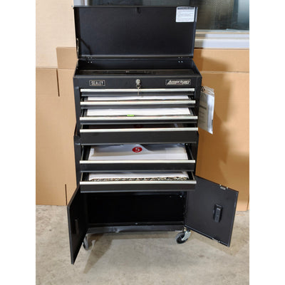 Siegen Topchest & Rollcab Combination with Tool Kit, 6 Drawer, Black (S01267) (Factory Refurbished C)
