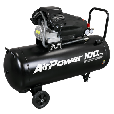 100L V-Twin Direct Drive Air Compressor with Wheels, 3hp (SAC10030VA) (Factory Refurbished A)