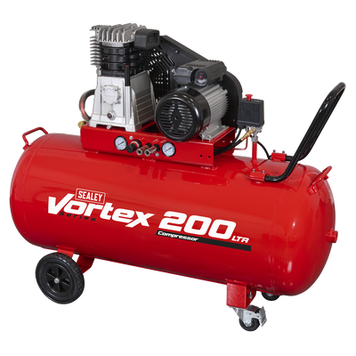 200L Belt Drive Air Compressor with Cast Cylinders & Wheels, 3.5hp (SAC1203B) (Factory Refurbished B)