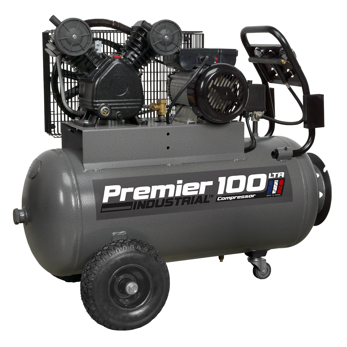 Premier 100L Belt Drive Air Compressor with Front Panel, 3hp (SAC3103B) (Factory Refurbished B)