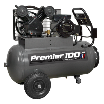 Premier 100L Belt Drive Air Compressor with Front Panel, 3hp (SAC3103B) (Factory Refurbished B)