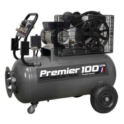 Premier 100L Belt Drive Air Compressor with Front Panel, 3hp (SAC3103B) (Factory Refurbished B)