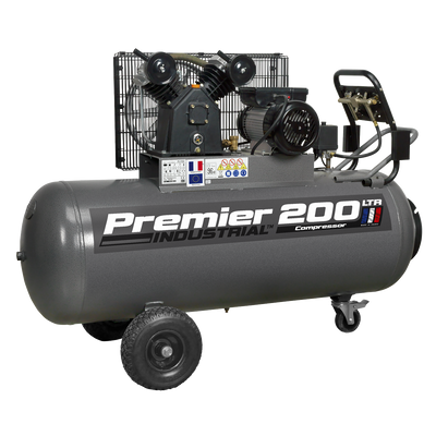 Premier 200L Belt Drive Air Compressor with Front Panel, 3hp (SAC3203B) (Factory Refurbished B)