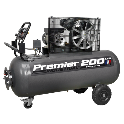 Premier 200L Belt Drive Air Compressor with Front Panel, 3hp (SAC3203B) (Factory Refurbished B)