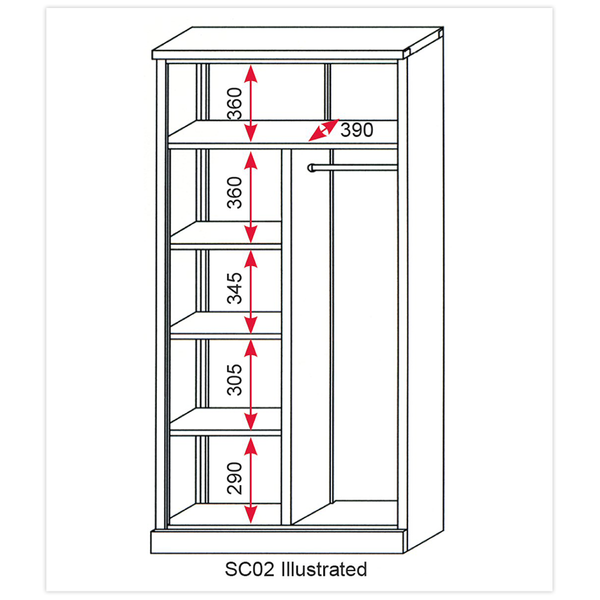 Floor Cabinet 2 Door 4 Shelf & Hanging Rail (Factory Refurbished C)