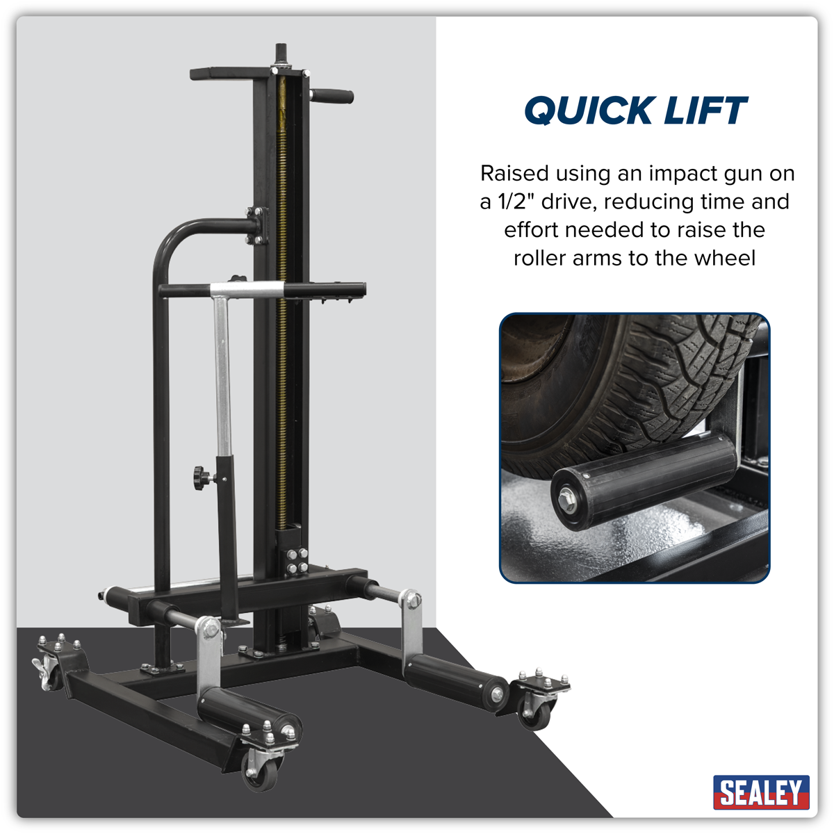 Viking Quick Lift Wheel Removal/Lifter Trolley, 50kg Capacity (WD50QLS) (Factory Refurbished B)