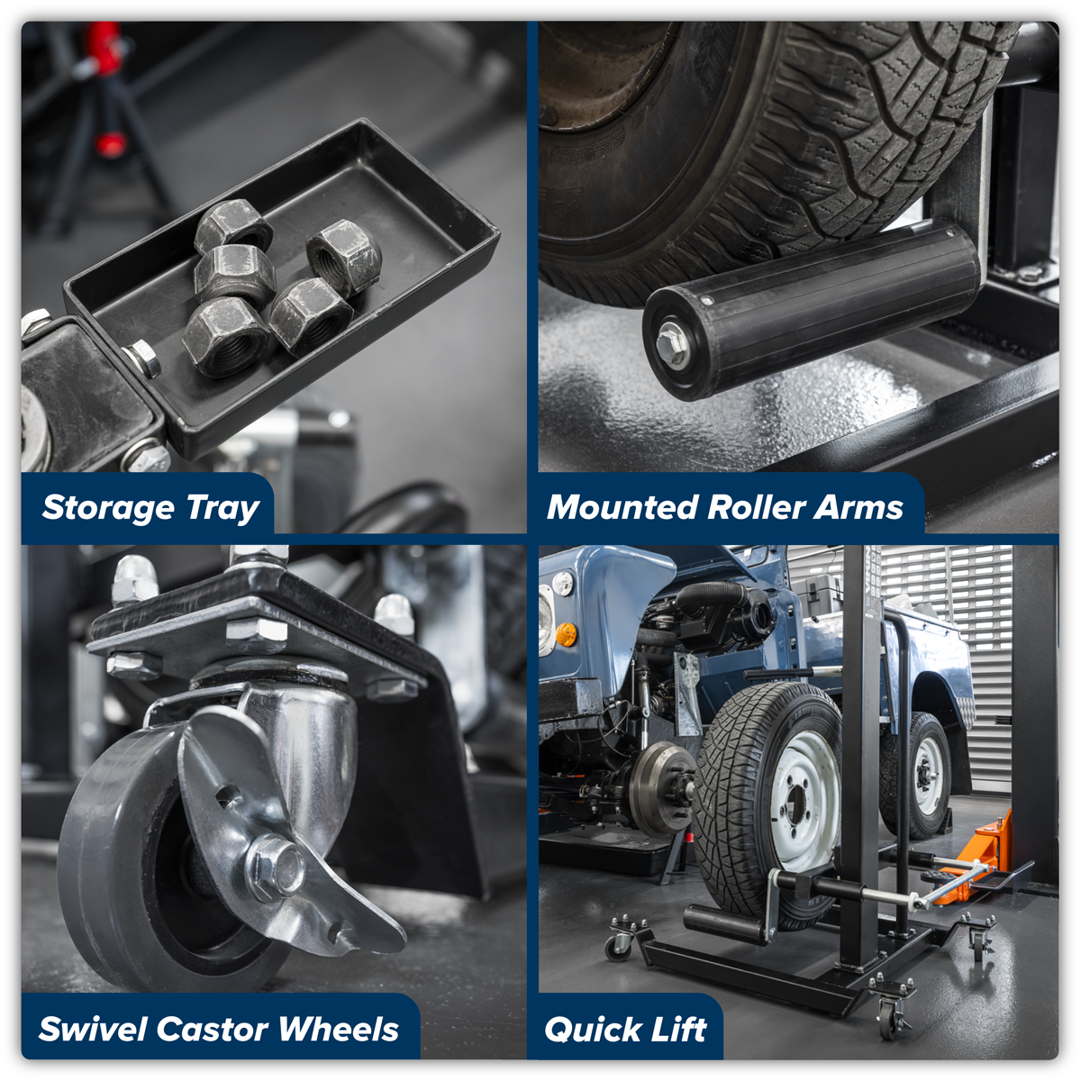 Viking Quick Lift Wheel Removal/Lifter Trolley, 50kg Capacity (WD50QLS) (Factory Refurbished B)