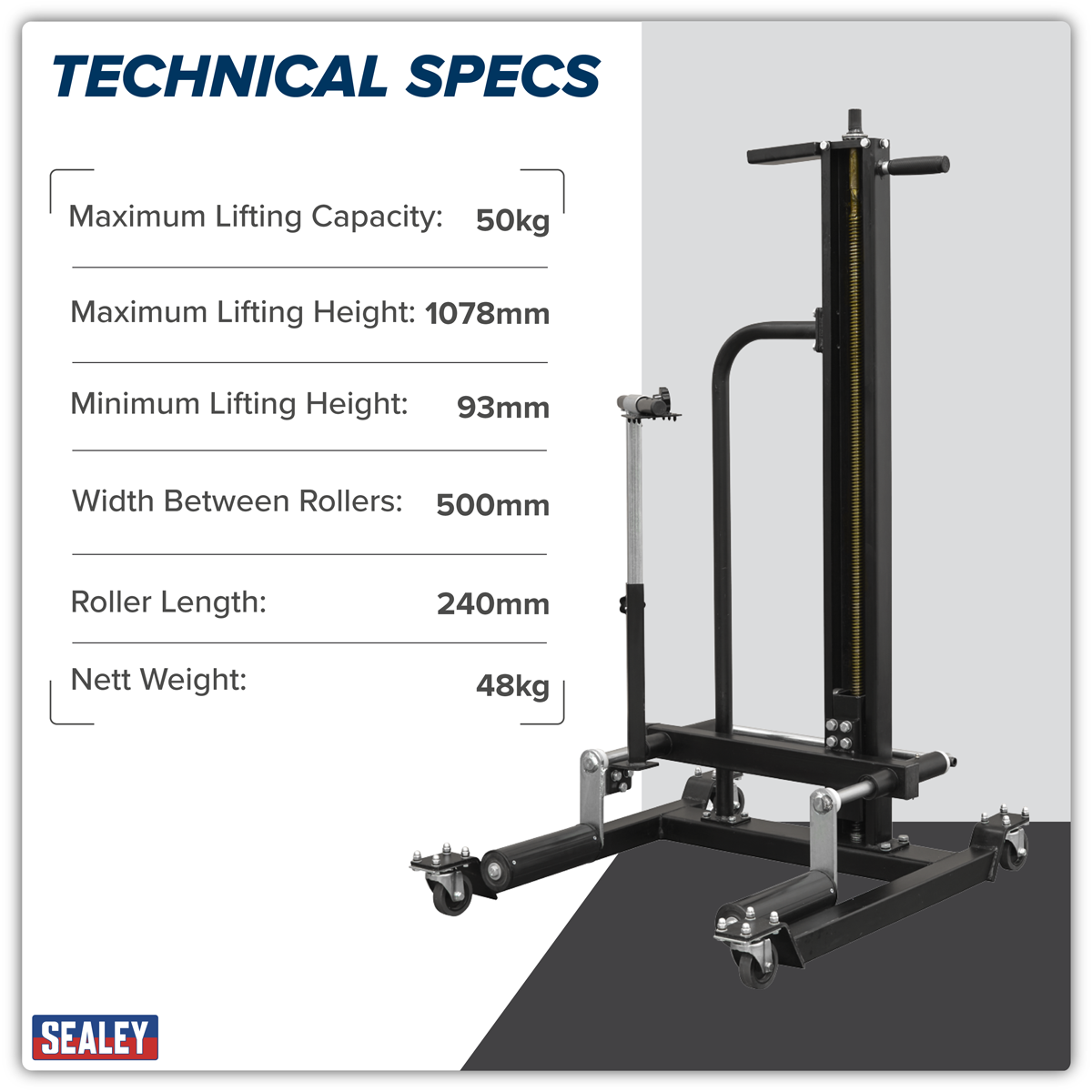 Viking Quick Lift Wheel Removal/Lifter Trolley, 50kg Capacity (WD50QLS) (Factory Refurbished B)