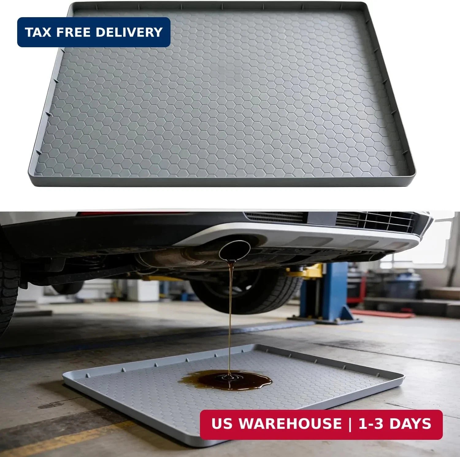 34 by 22 inch black silicone oil drip pan for under-car use