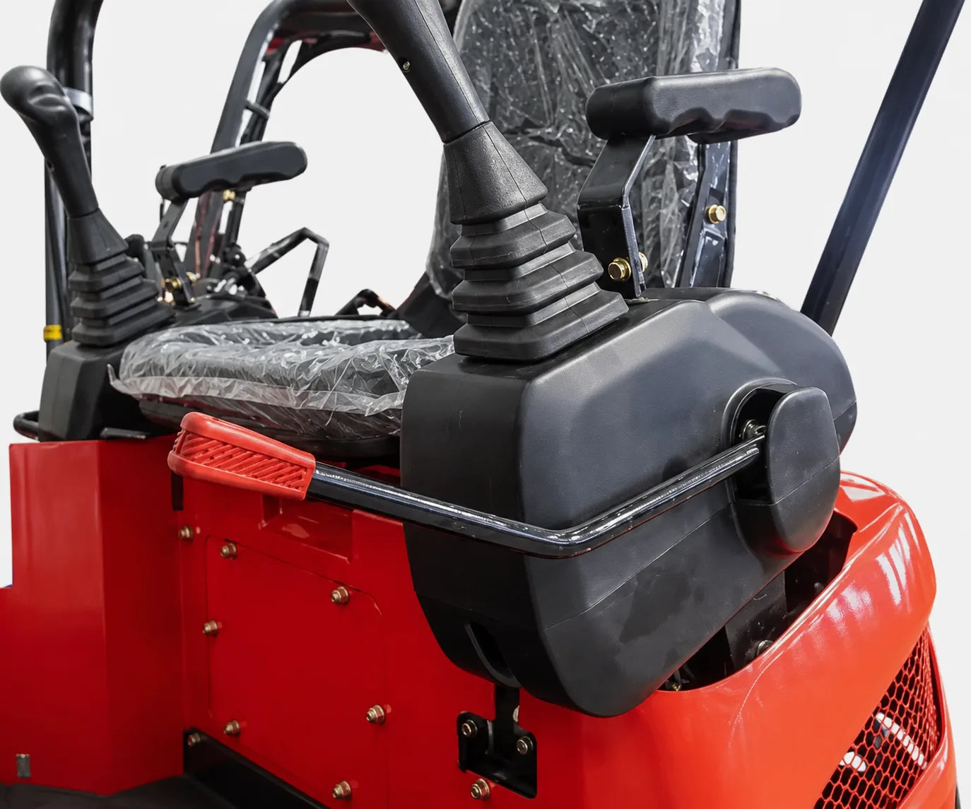 Hydraulic control levers on TYPHON TERROR XVIII mini excavator